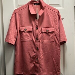 BTFBM Women Button Down Shirts Small, Casual Short Sleeve NWT
